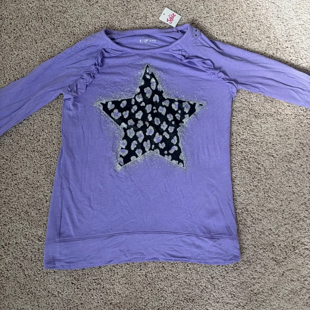 The Children's Place NWT Purple Sparkly Cheetah Star Long Sleeve Top Size 8